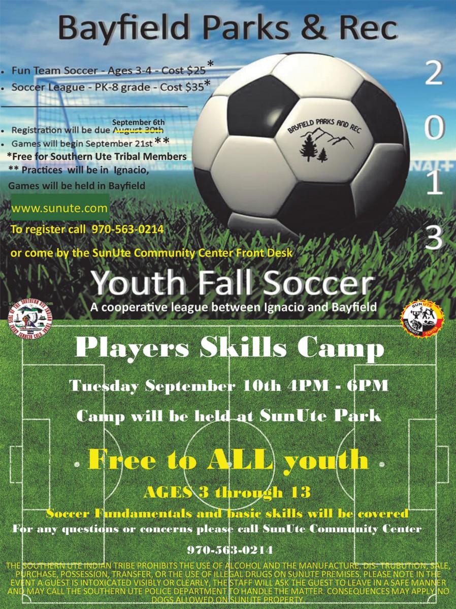 The Southern Ute Drum Youth Fall Soccer Skills Camp