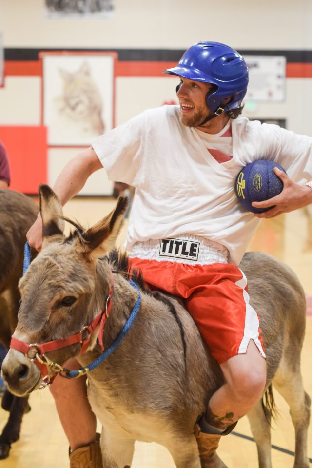 The Southern Ute Drum Donkey Basketball comes to high school